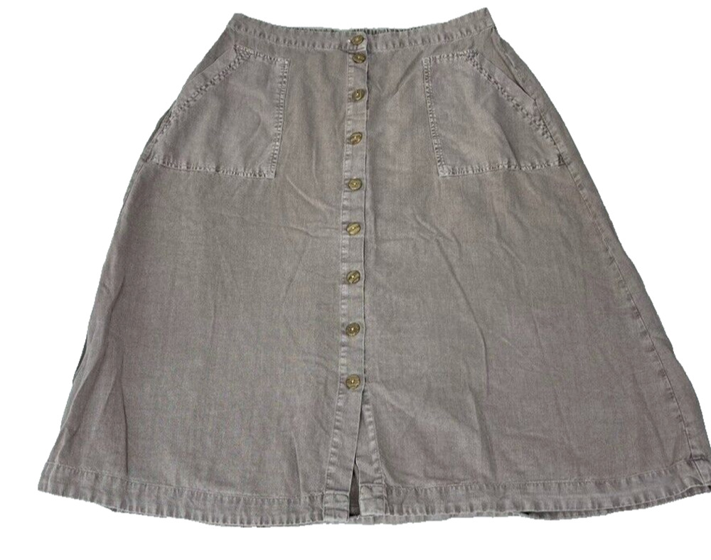 Universal Thread Skirt Women's XS Brown Western Button-Front Utility MIDI Linen